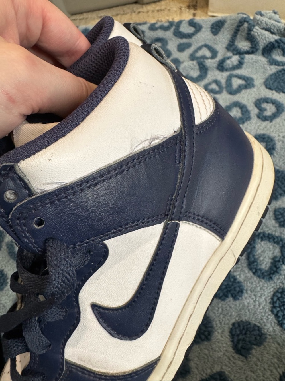 Nike Dunk High Kids Size 1 VGUC navy - Picture 6 of 8